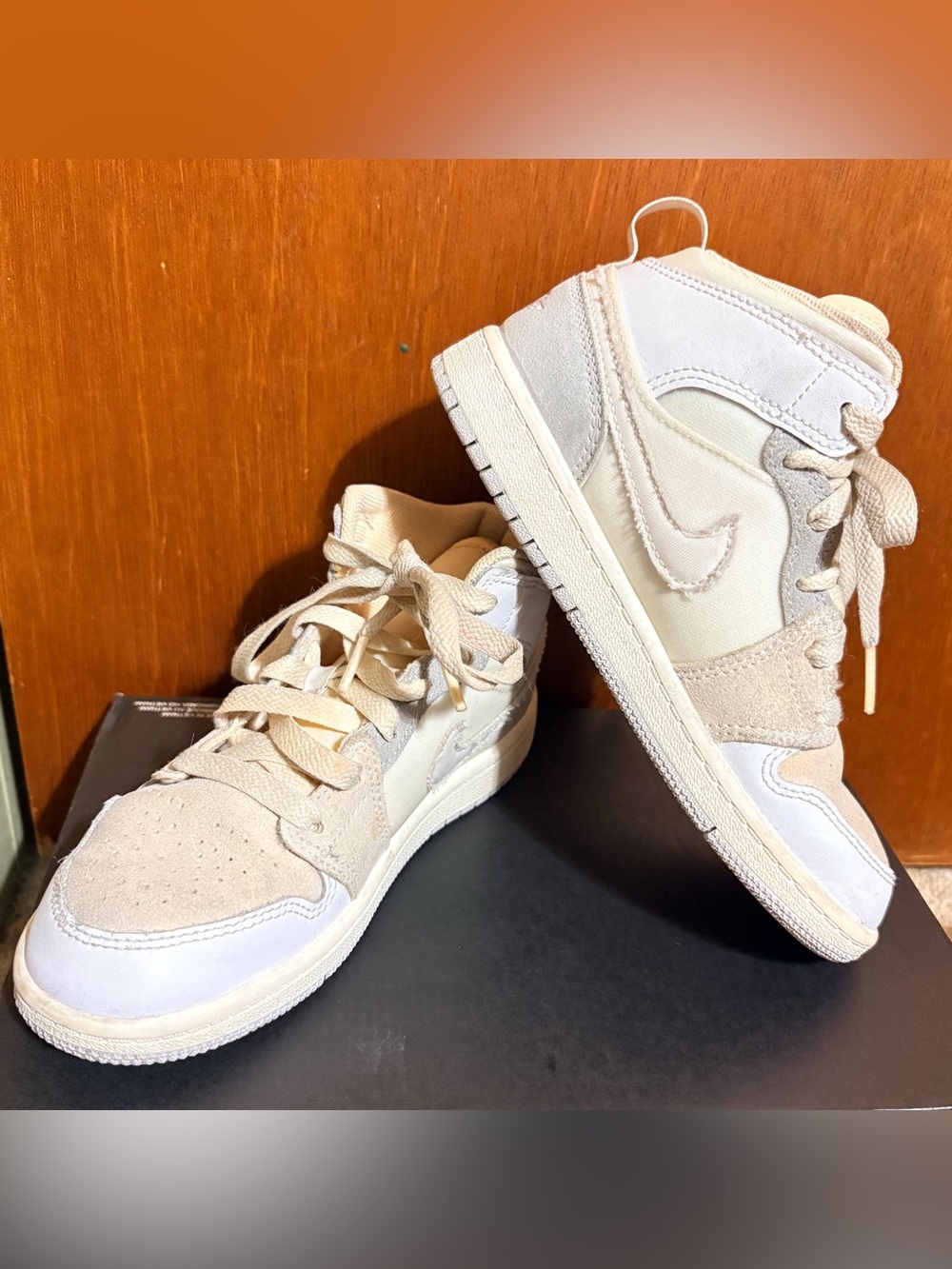 Nike Air Jordan 1 Mid SE Craft Inside Out White Grey GS Size 1Y Youth DQ3724-100